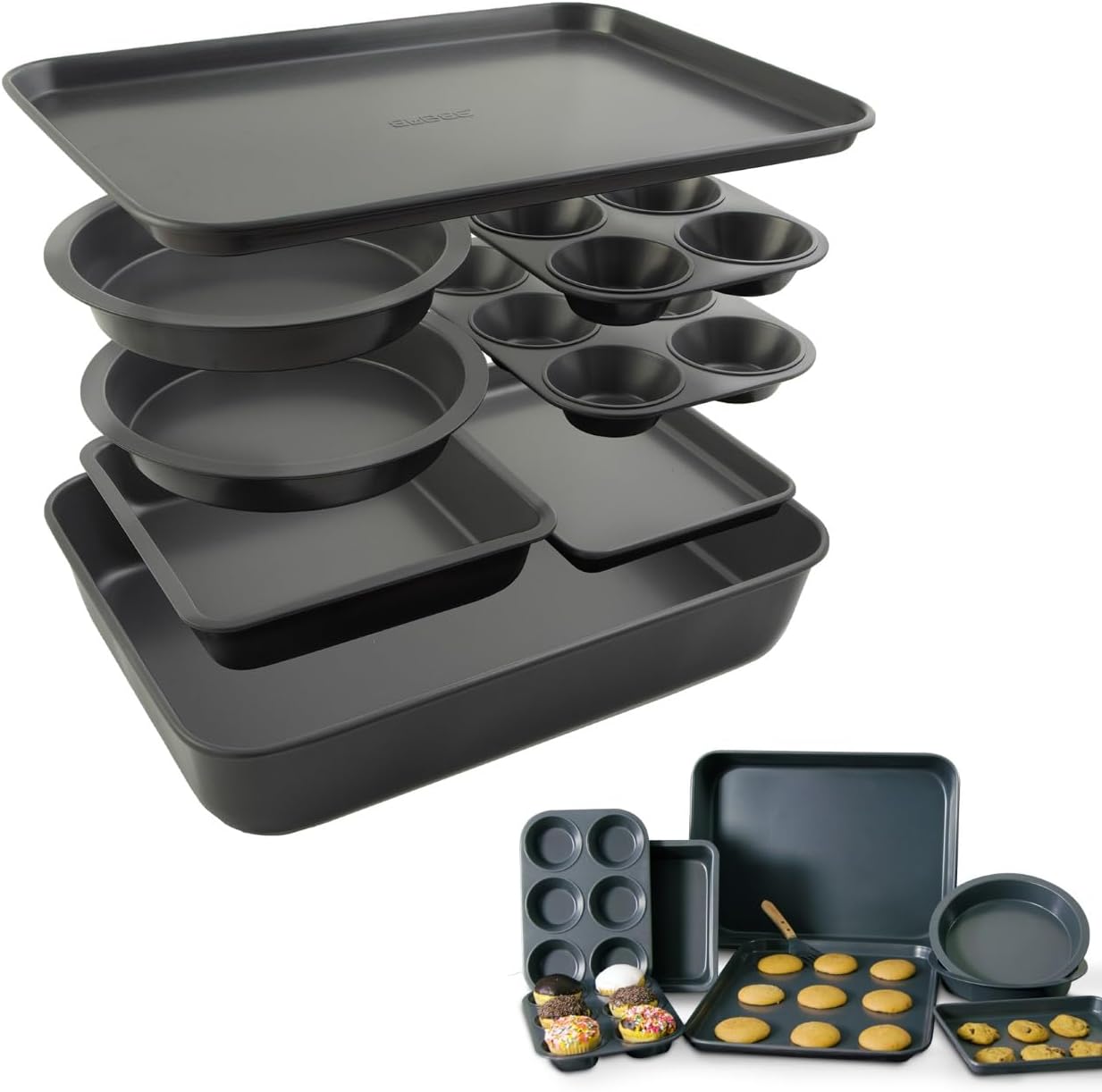 Elbee Home 8-Piece Nonstick Aluminized Steel Baking Set