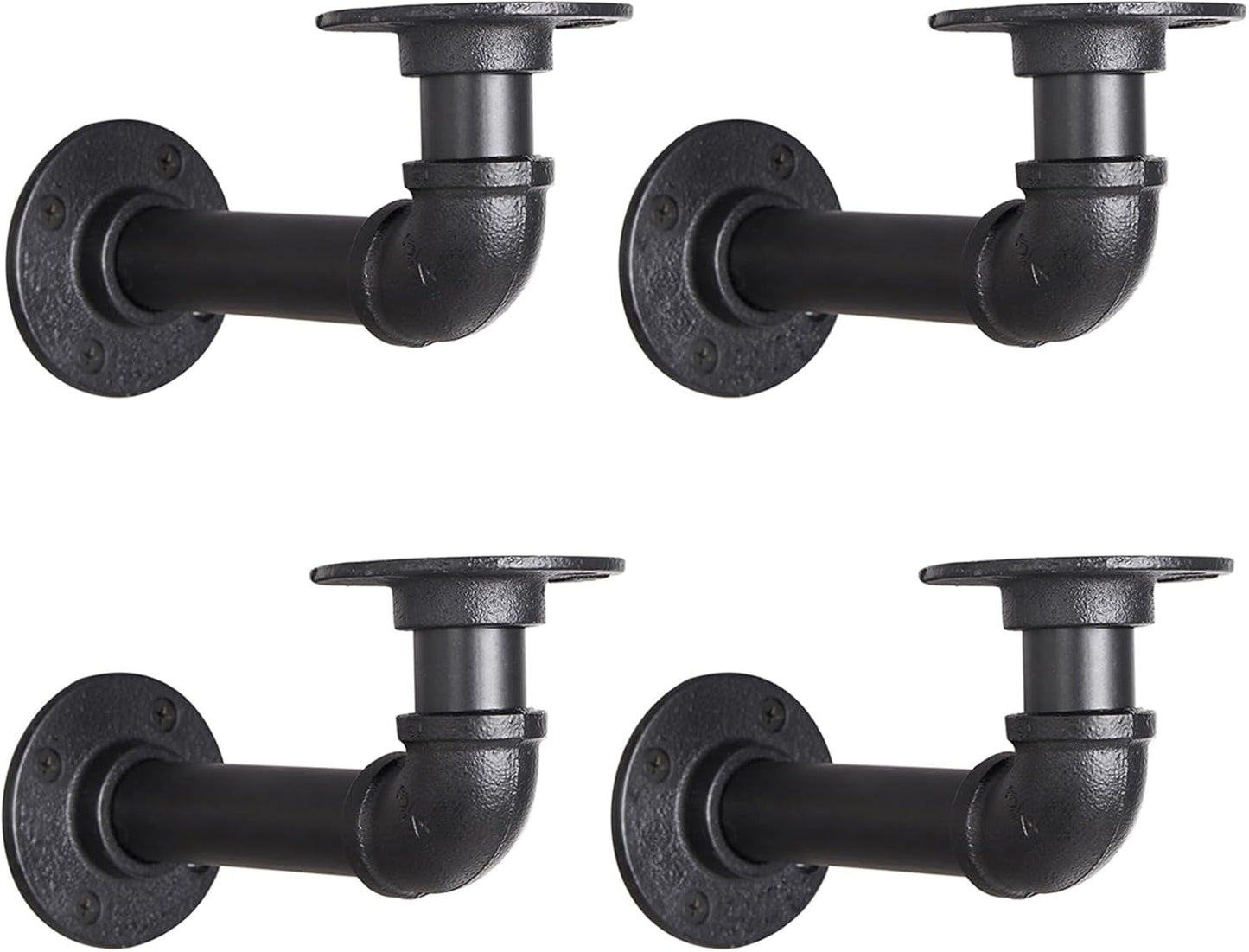 Industrial L Pipe Shelf Brackets for Heavy-Duty Wood Shelves