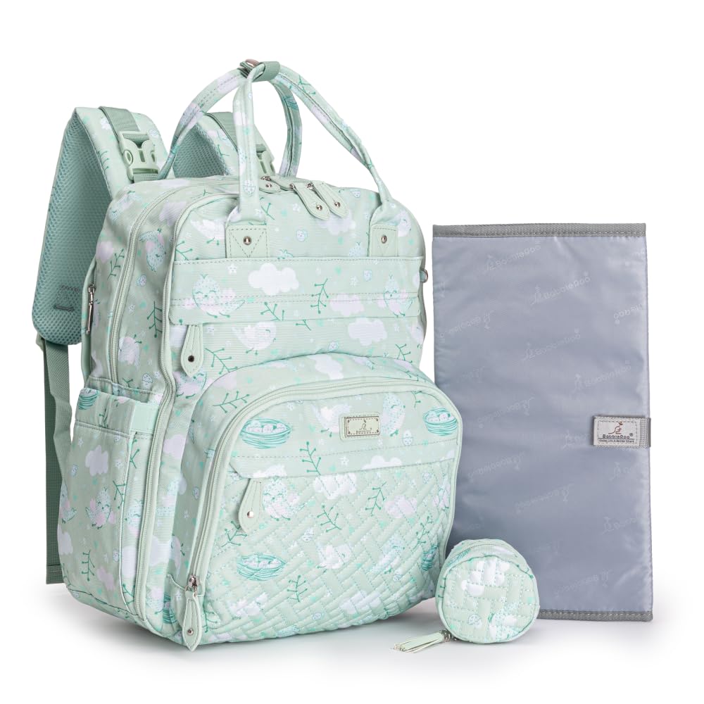 BabbleRoo Diaper Bag Backpack - Multi Function Travel Tote