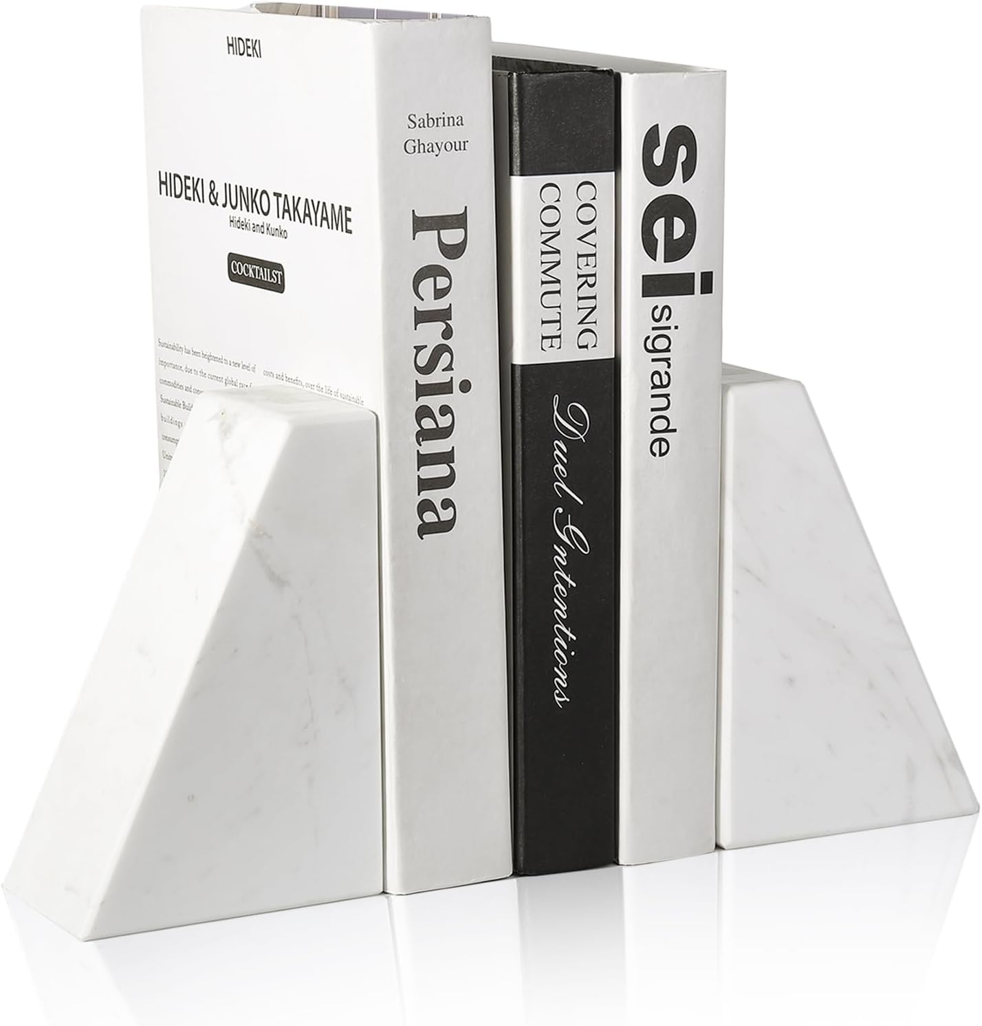 Marble Bookends for Heavy Books - Durable Decorative Book Ends