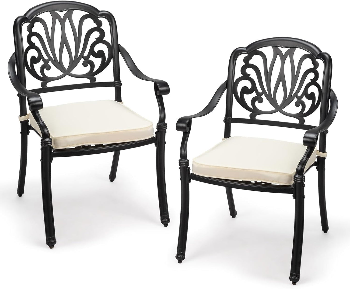 VINGLI Patio Chairs Set of 2 - Stackable Outdoor Metal Armchairs