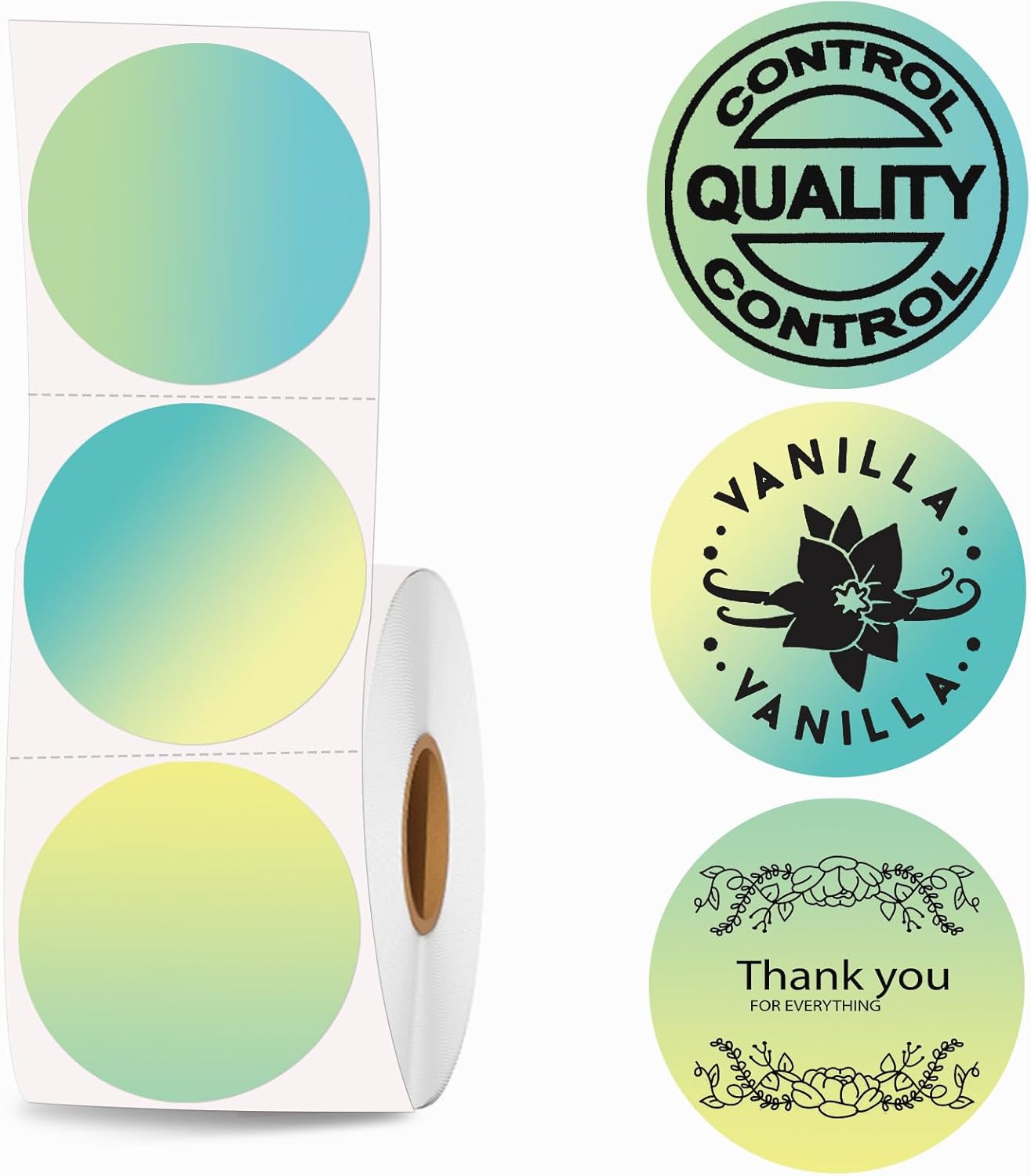 500 Circle Direct Thermal Labels - Gradient Green