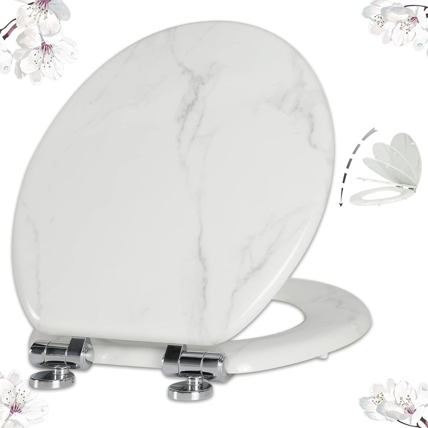 Durable Molded Wood Round Toilet Seat with Quiet Close Feature
