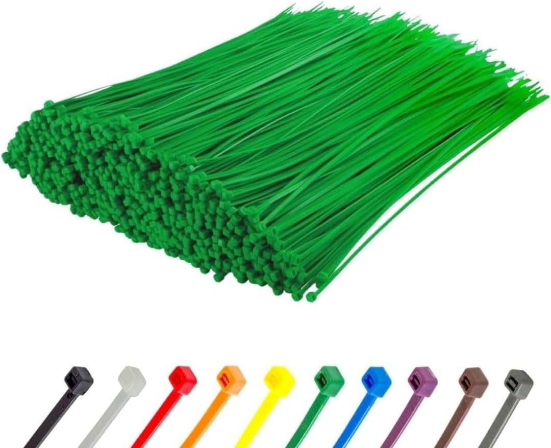 GTSE 8 Inch Green Zip Ties - 1000 Pack, 50lb Strength