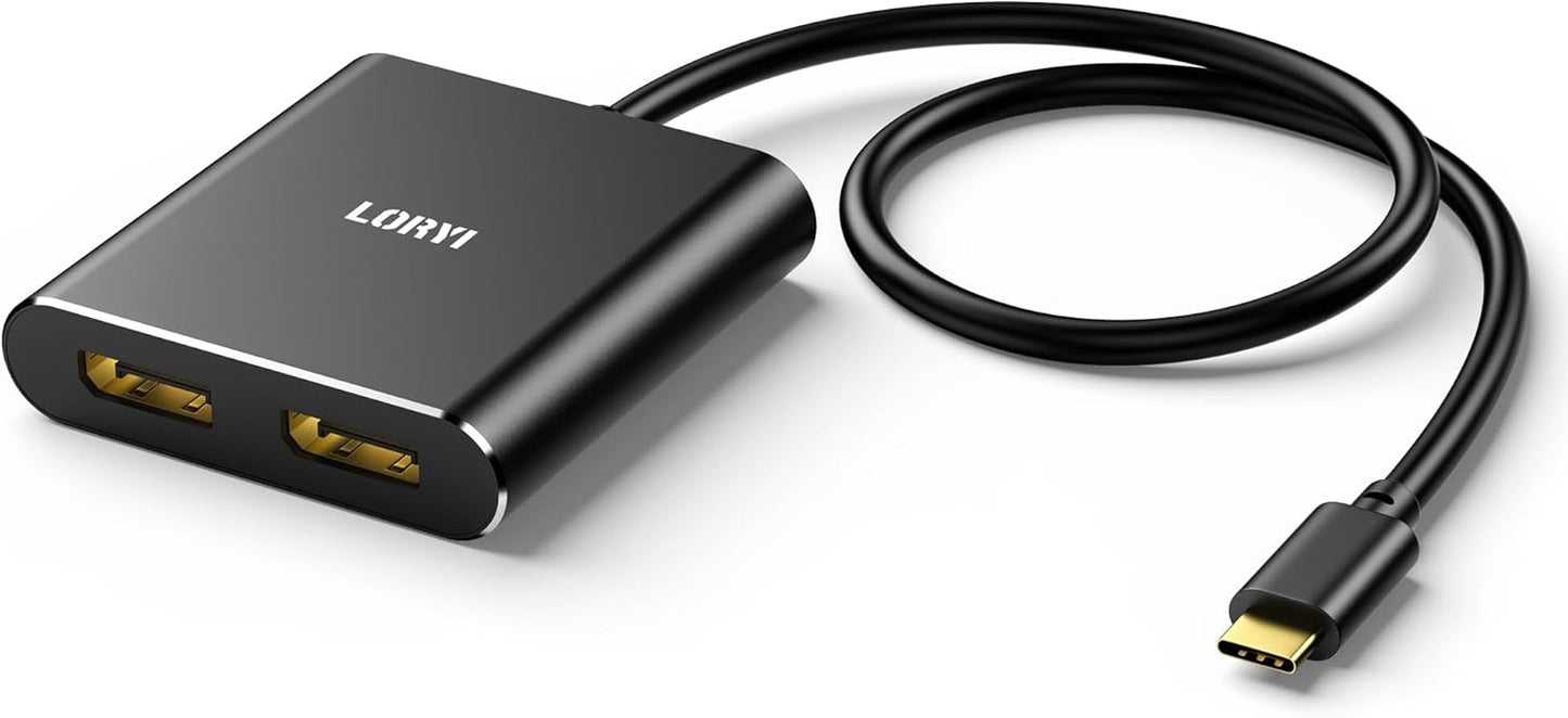USB-C to Dual DisplayPort Splitter Adapter for 4K@60Hz Displays