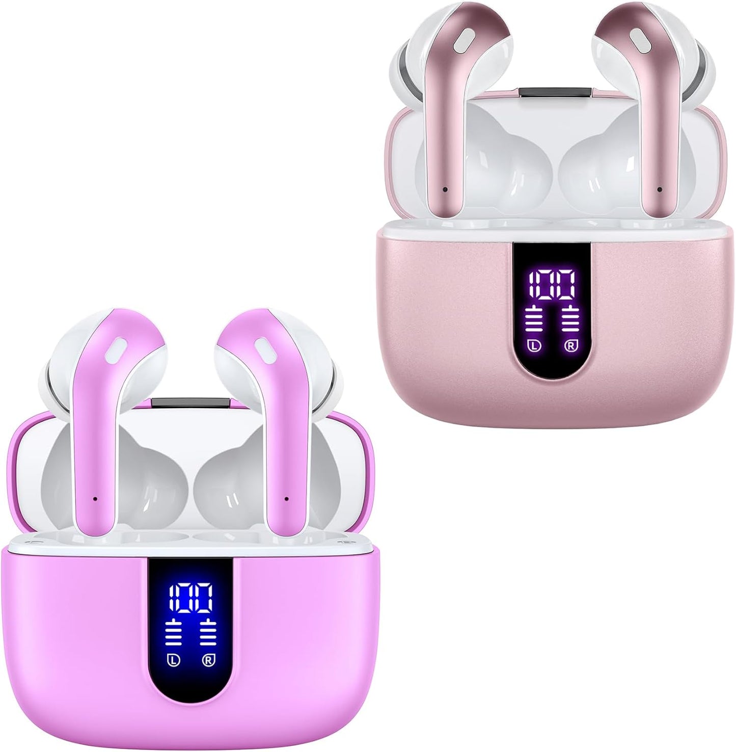 TAGRY Wireless Earbuds 60H Playback - Pink Sunset