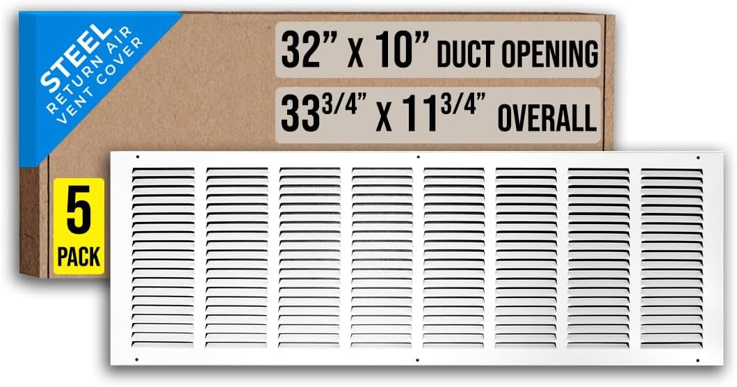 Steel Return Air Grille for 32x10 Duct Opening - 5 Pack