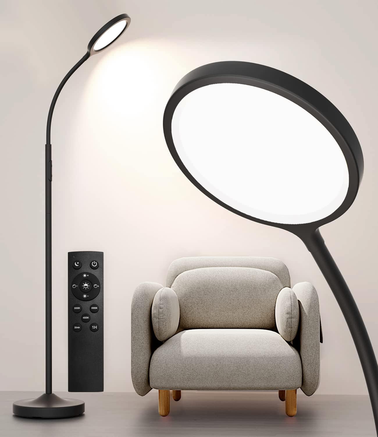 Bright Custom LED Floor Lamp | Remote Control | Adjustable Gooseneck