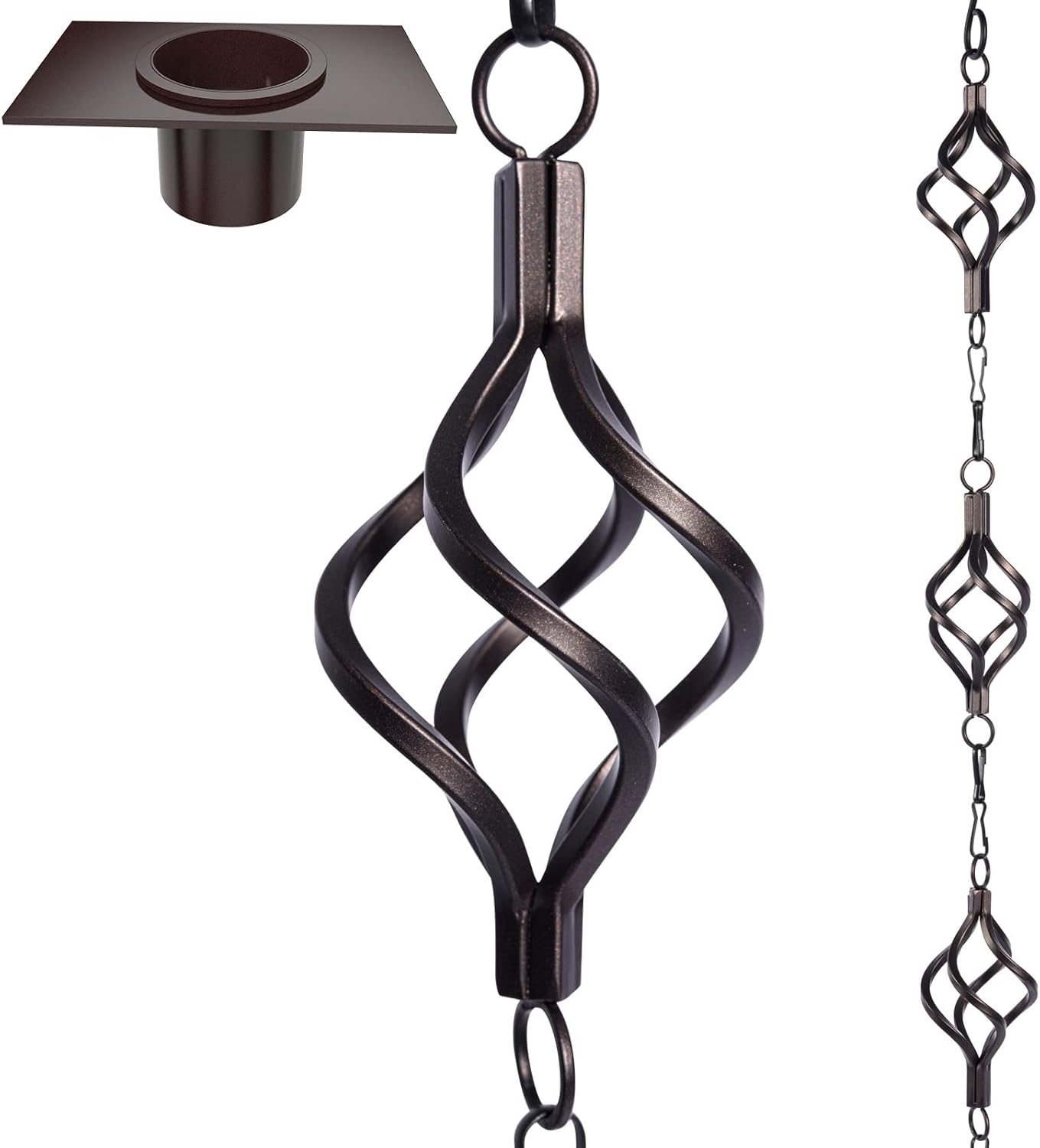 Rain Chain Bird Cage Set 8.5Ft for Gutters and Garden Decor