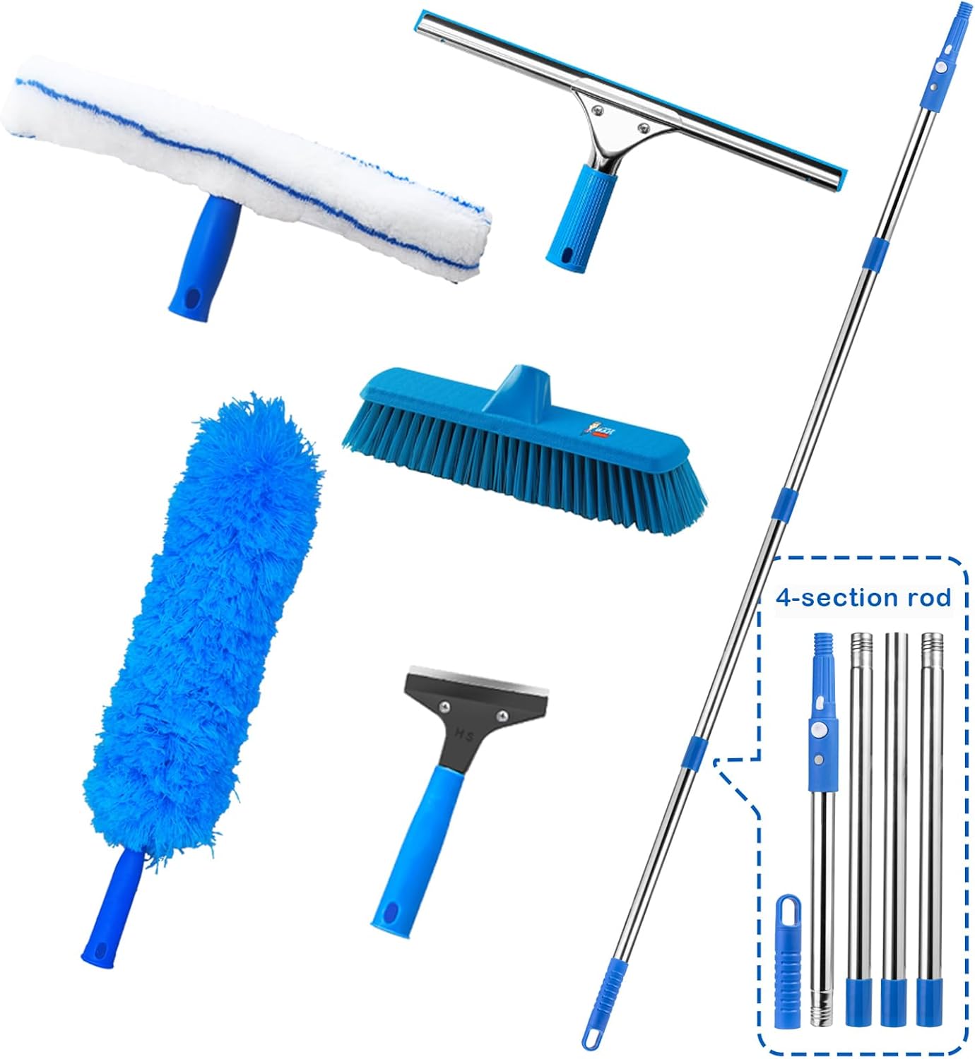 5-in-1 Window Squeegee Kit - Telescopic Pole - Clean with Ease!