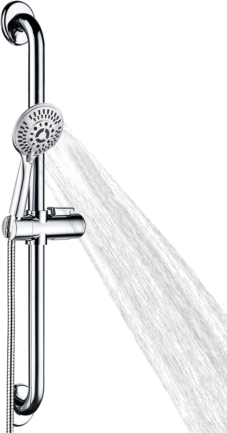 Stainless Steel Grab Bar Set with Handheld Shower Head and Hose