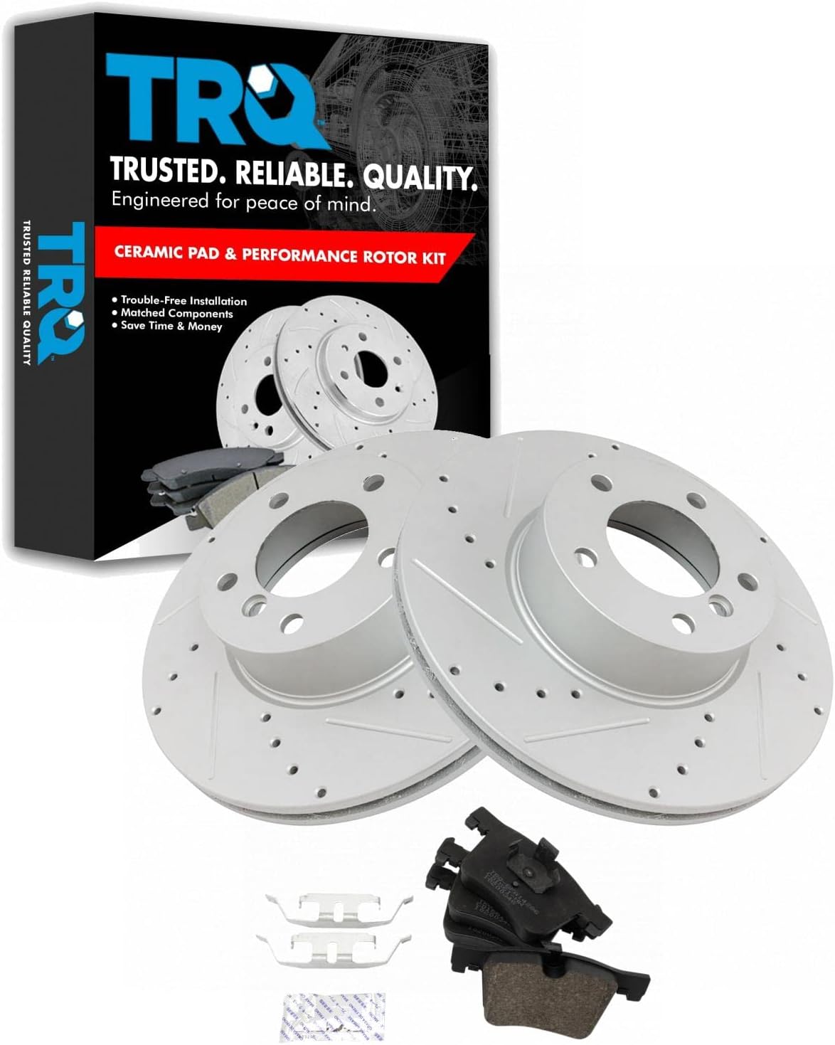 TRQ Front Ceramic Brake Pad & Performance Rotor Kit for BMW