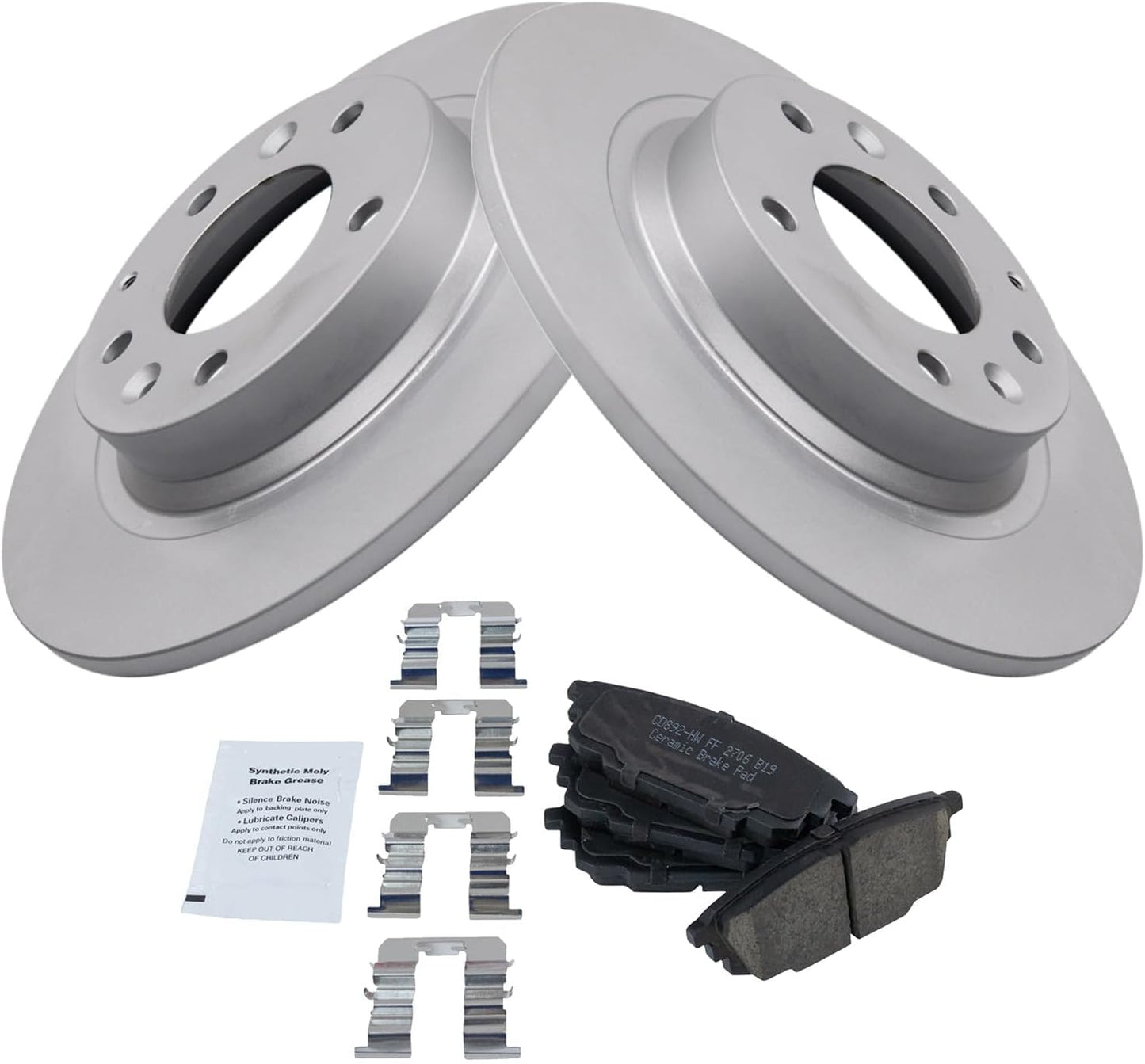 TRQ Rear Brake Pad & Rotor Kit for 2003 Mazda Protege Vehicles