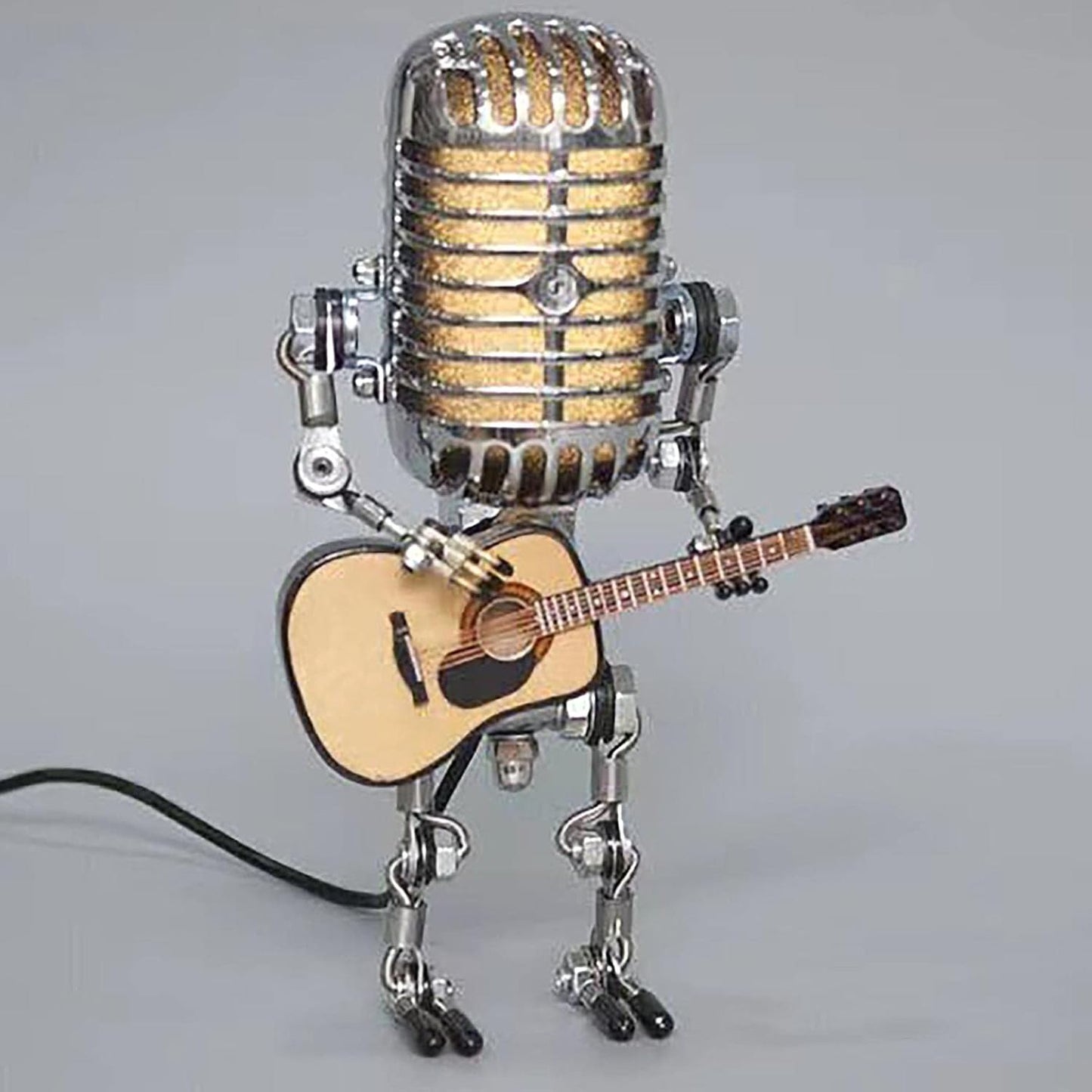 Vintage Microphone Robot Lamp: Retro Night Light