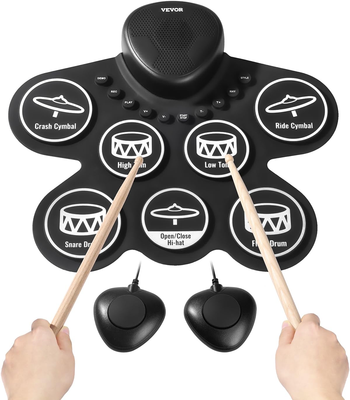 VEVOR Electronic Drum Set for Kids - Portable 7 Pad Practice