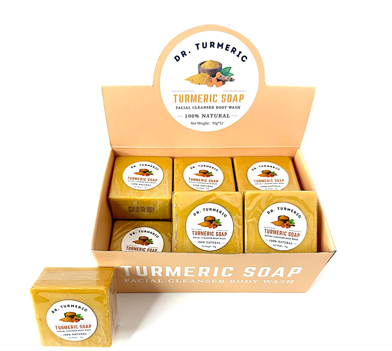 Turmeric Soap Bar for Face & Body Cleanser - 12 Pack
