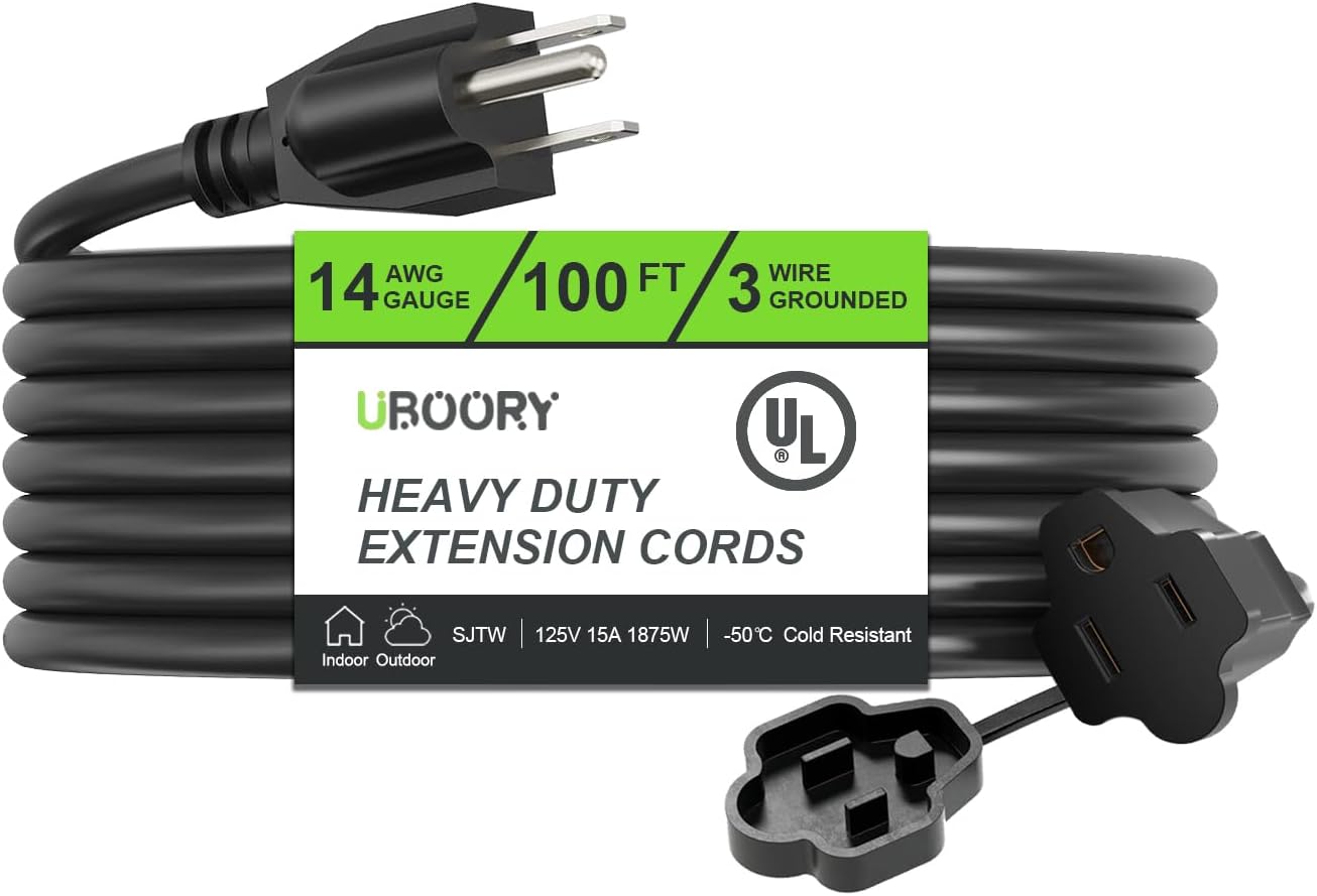Outdoor Extension Cord Waterproof 100 FT for Lawn and Garage