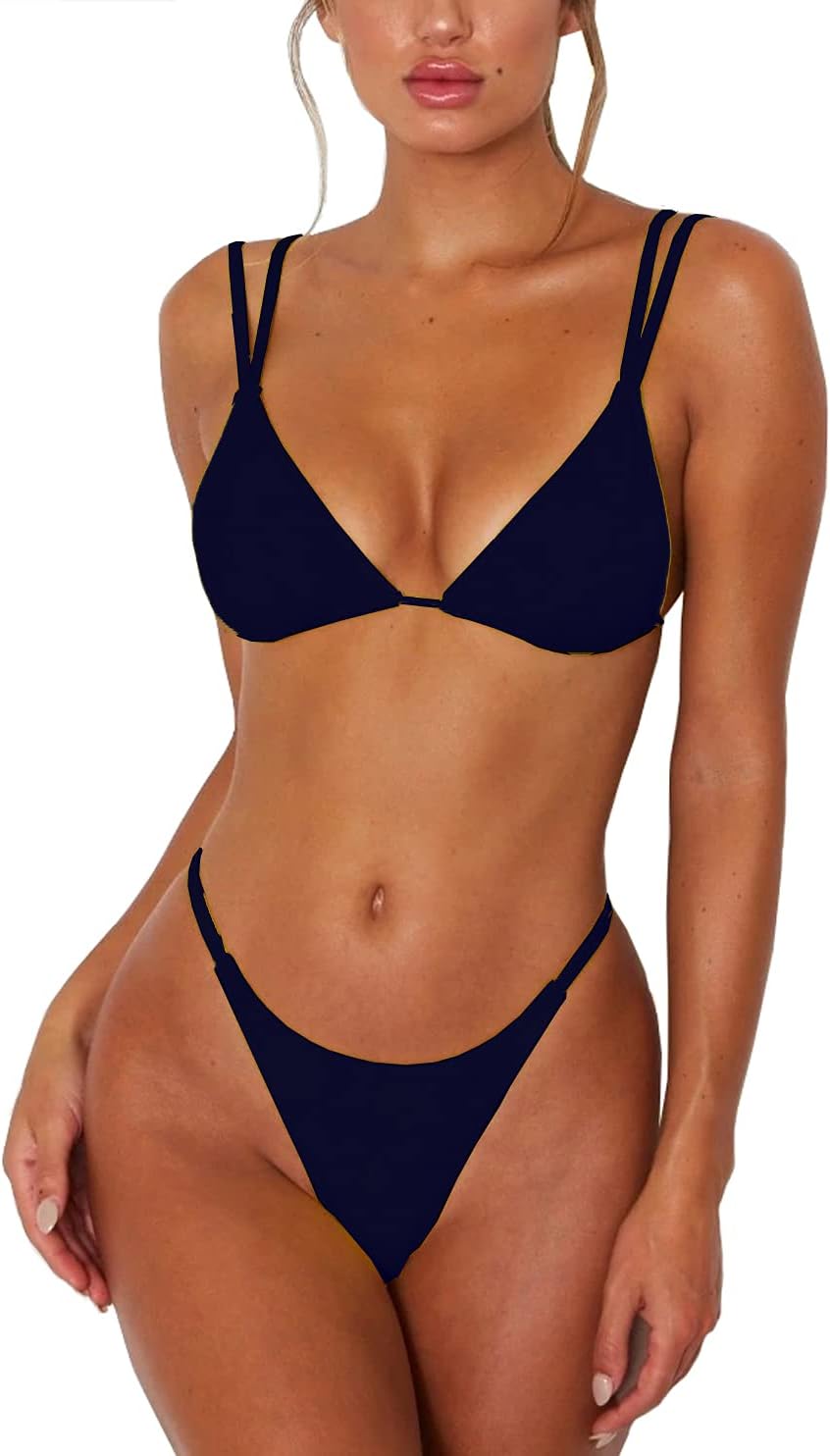 ForBeautyShe: Cute Thong Bikini Set - Double Shoulder Straps
