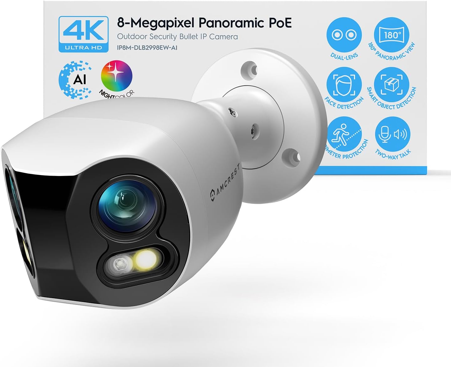Amcrest Dual-Lens 4K Outdoor Security POE Camera with AI Features
