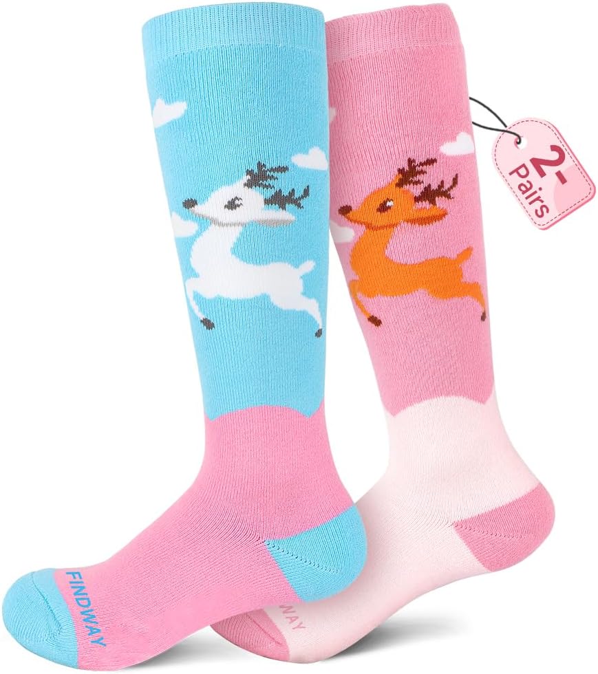 Cozy Kids Ski Socks, 2 Pairs Thermal Warmth
