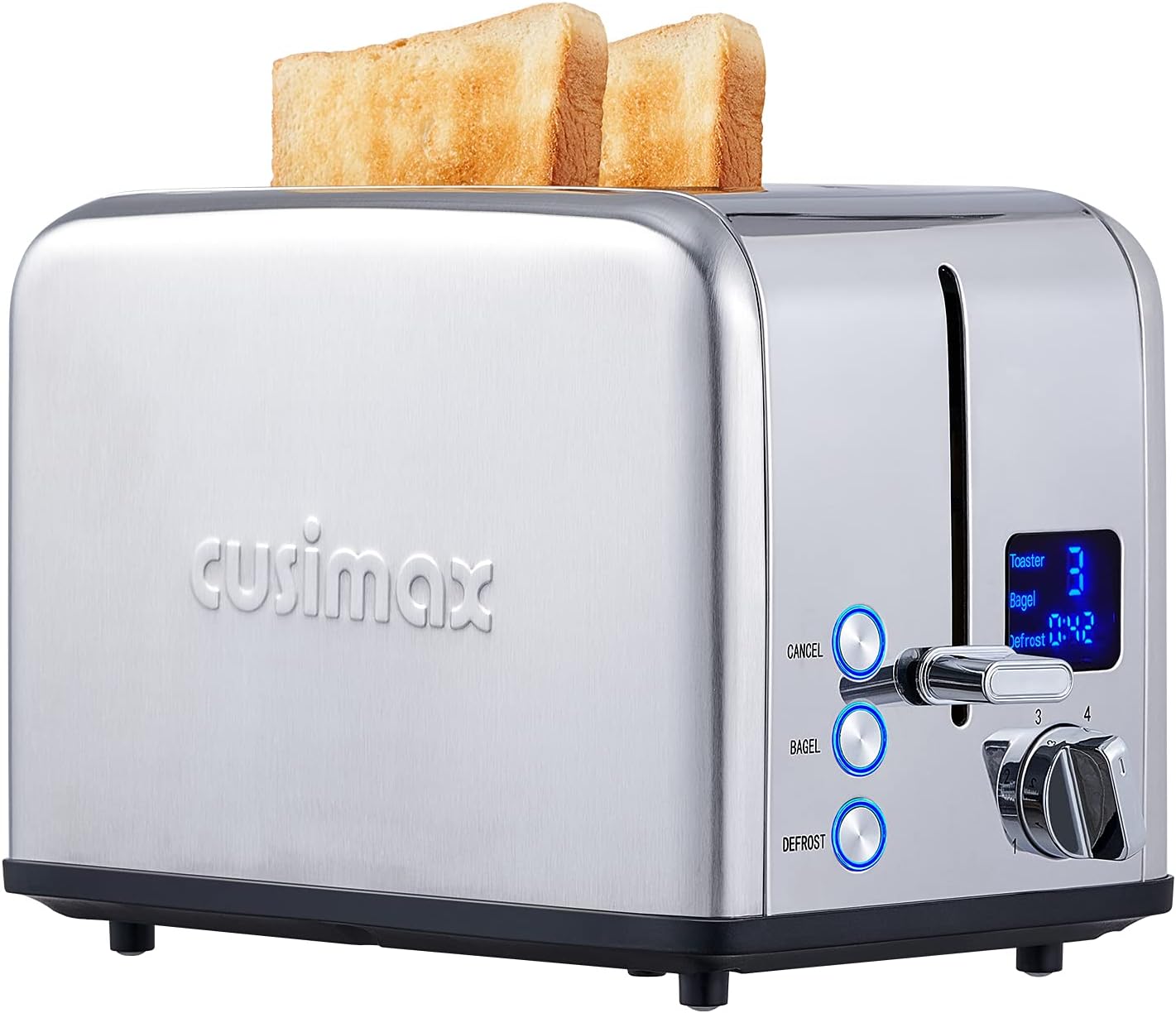 CUSIMAX Stainless Steel 2 Slice Toaster with LED Display