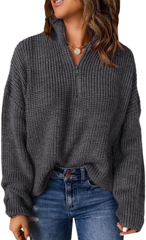 Dokotoo Womens 1/4 Zip Pullover Sweater for Casual Style