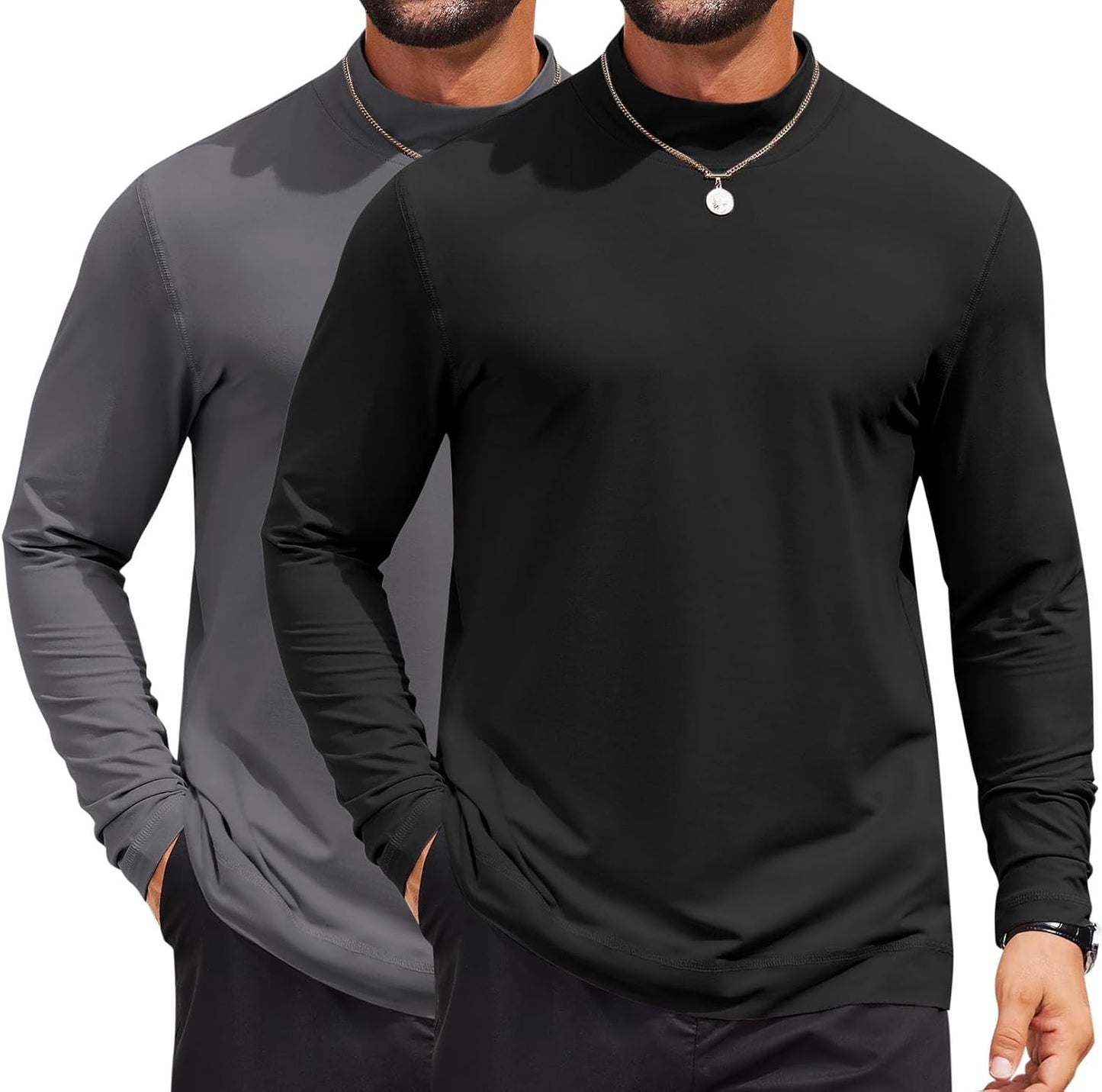 COOFANDY Mens Mock Turtleneck Long Sleeve Casual Basic Shirt