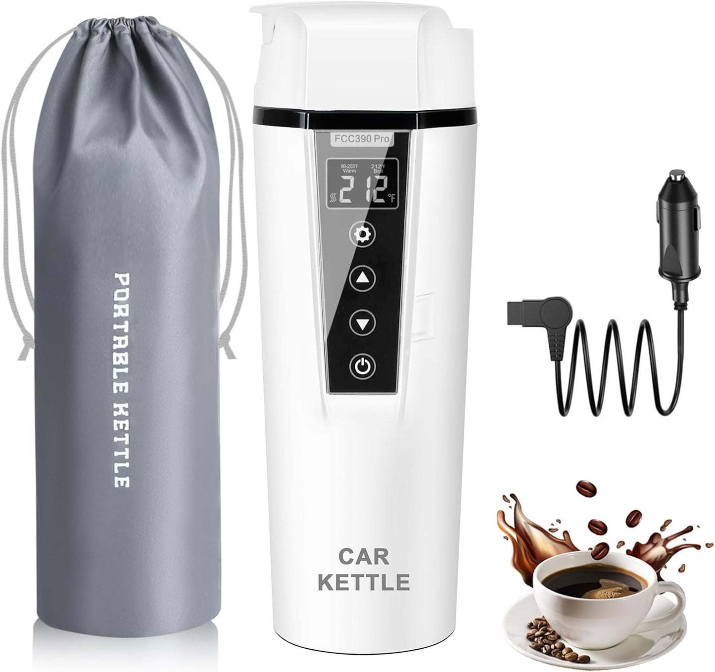 LINGYOKY Car Electric Kettle: Portable Hot Water On-The-Go!