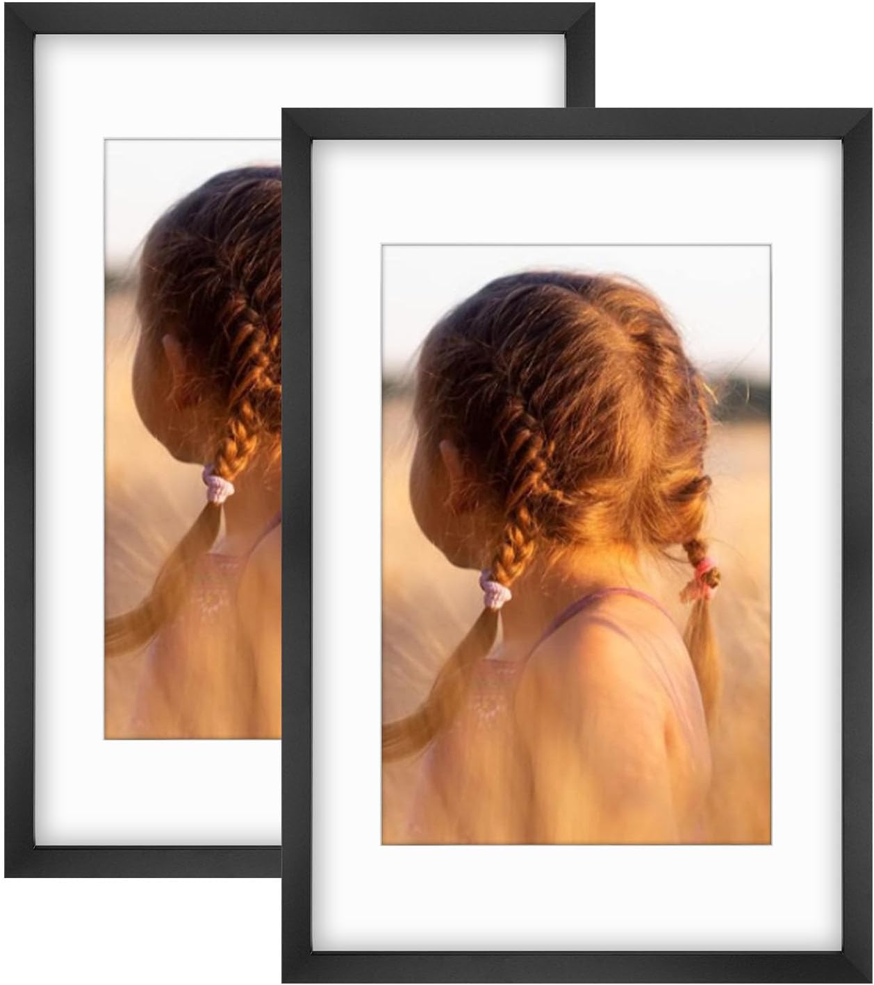 16X24 Picture Frame with Mat for 12X18 Photos - Black 2 Pack