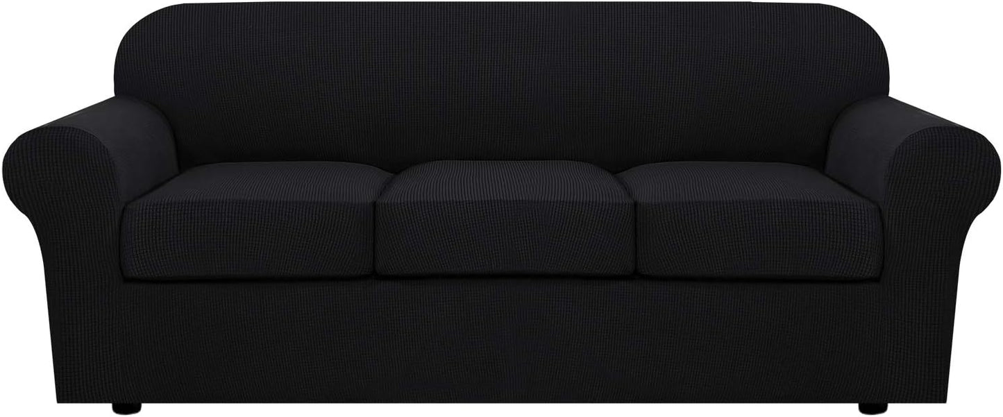 H.VERSAILTEX 4 Piece Stretch Sofa Covers for 3 Cushion Couch