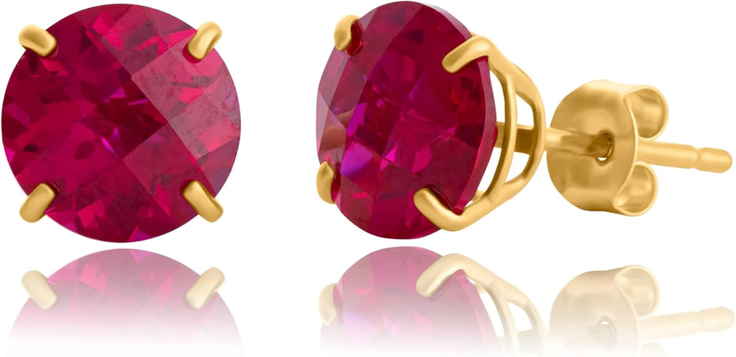 10k Gold 8mm Round Birthstone Stud Earrings for Women - Quality Style