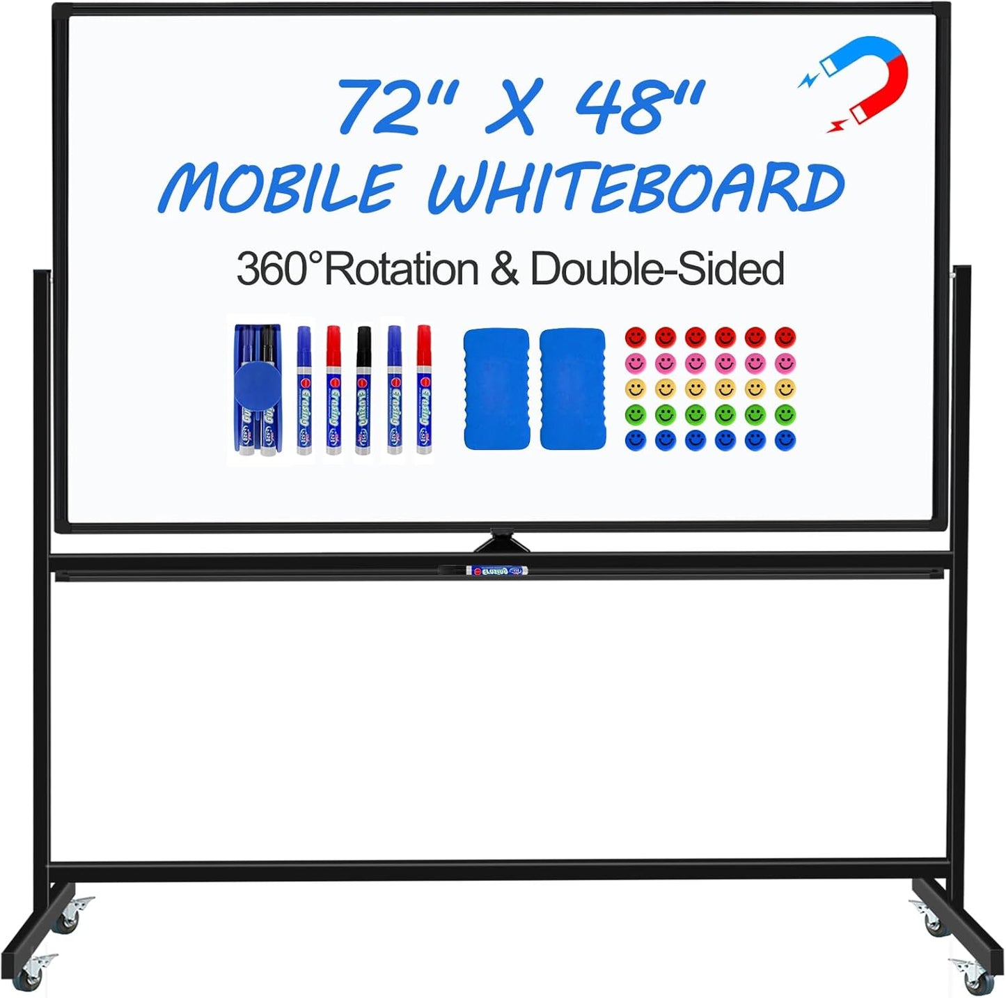 Large Dry Erase White Board with Rolling Stand for Versatile Use