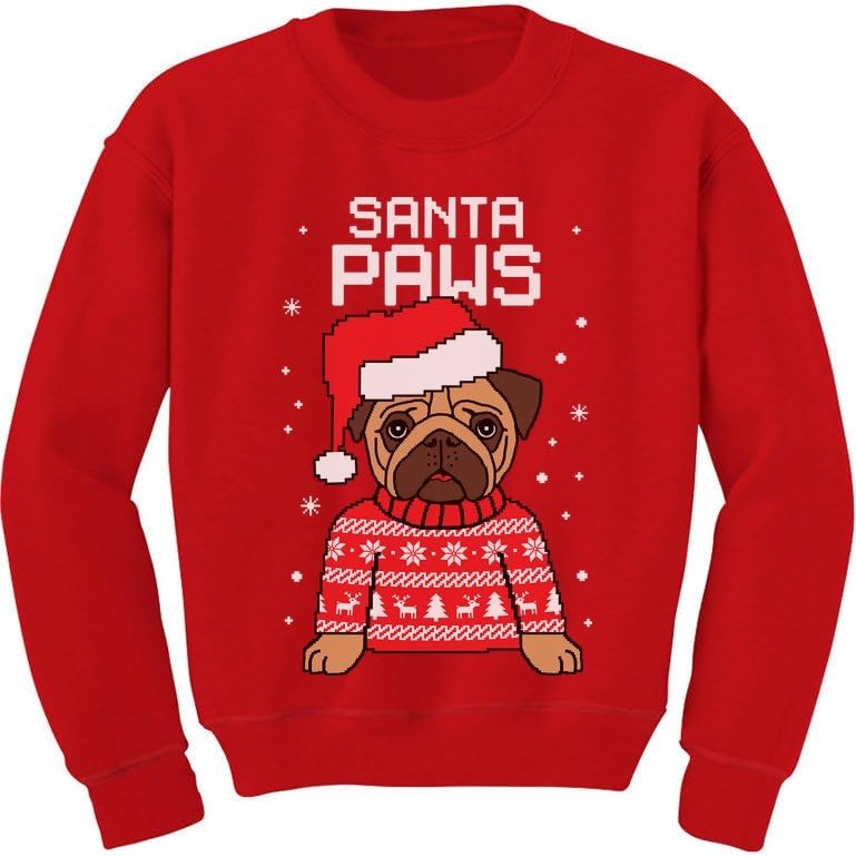 Tstars Santa Pug Kids Ugly Christmas Sweatshirt - Festive Fun!