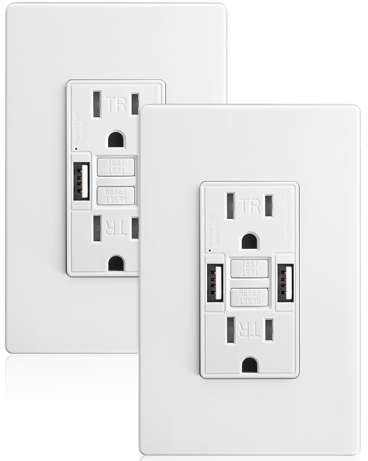 GFCI Outlet with Dual USB Ports for Safe Charging Convenience