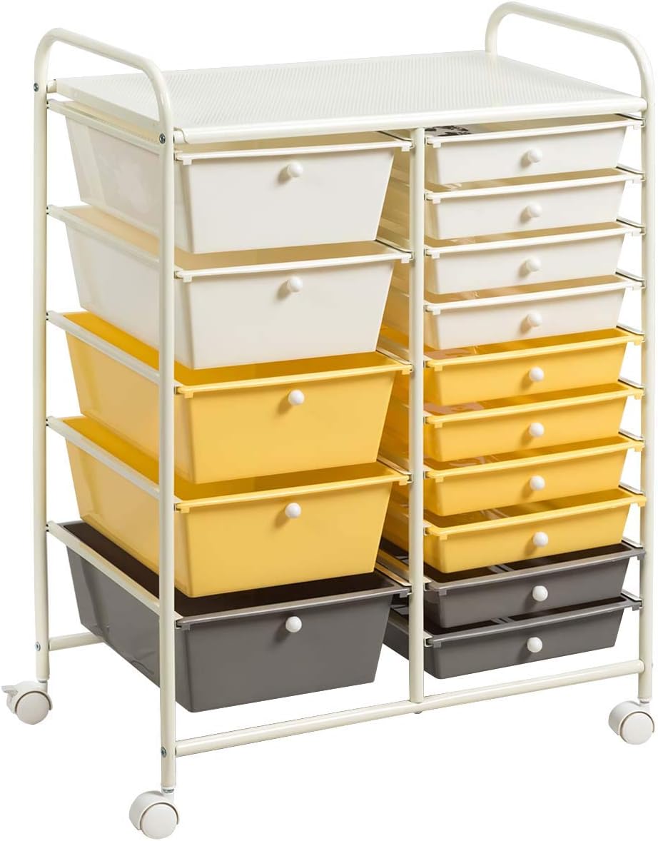 Giantex 15-Drawer Organizer Cart for Office and School Storage