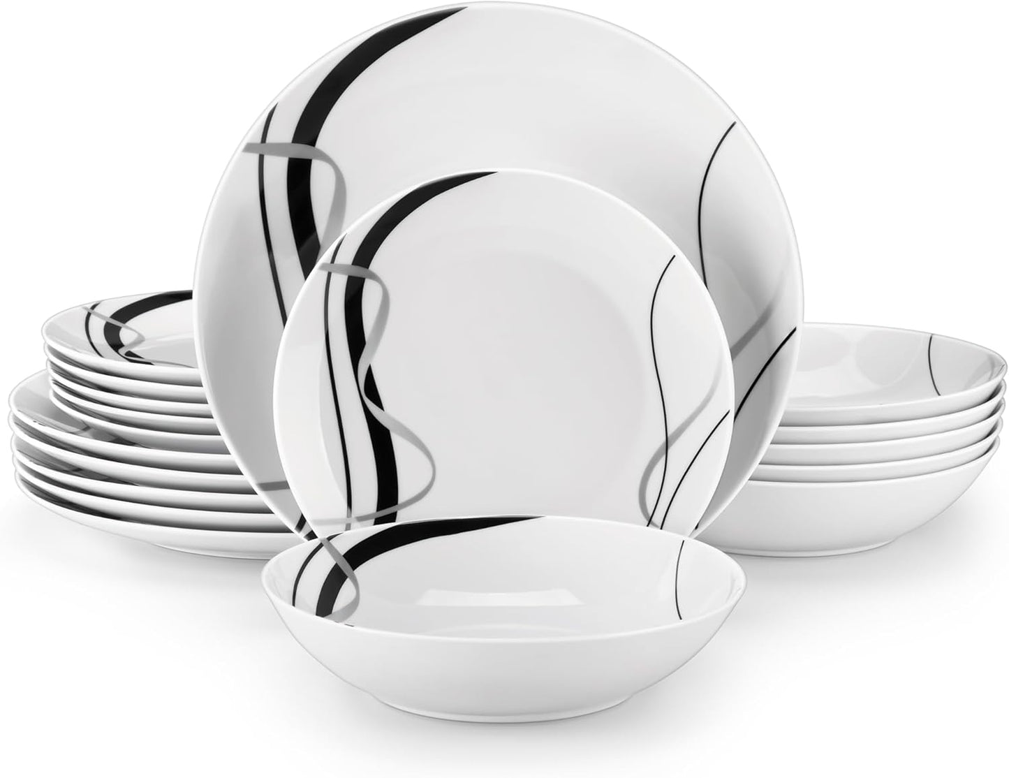 Elegant VEWEET Porcelain Dinnerware Set for 6 with Ribbon Design