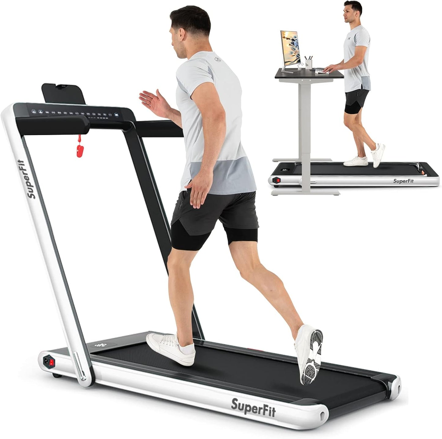 Goplus 2 in 1 Folding Treadmill with Dual Display for Home Use