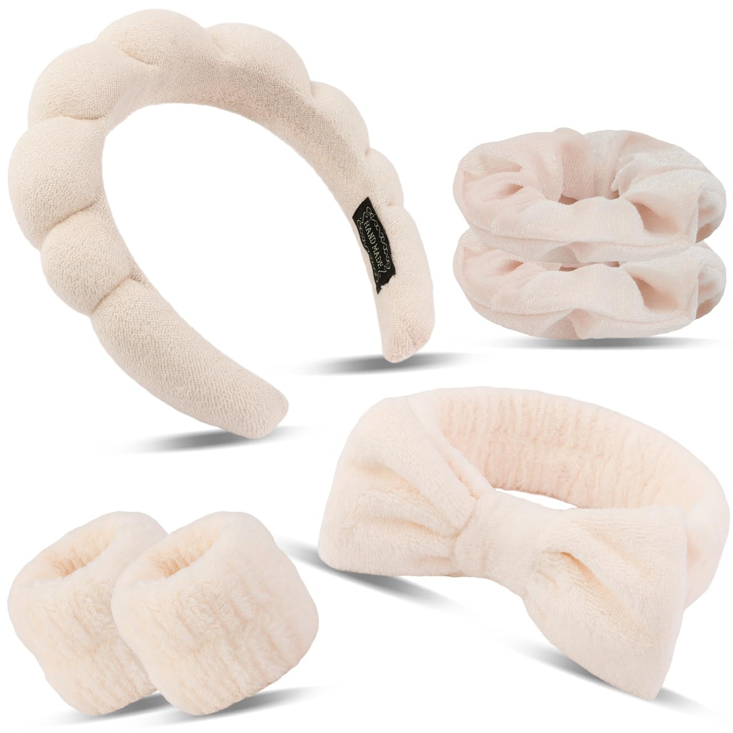 6pc Khaki Spa Headband Set - Skincare & Makeup Essential