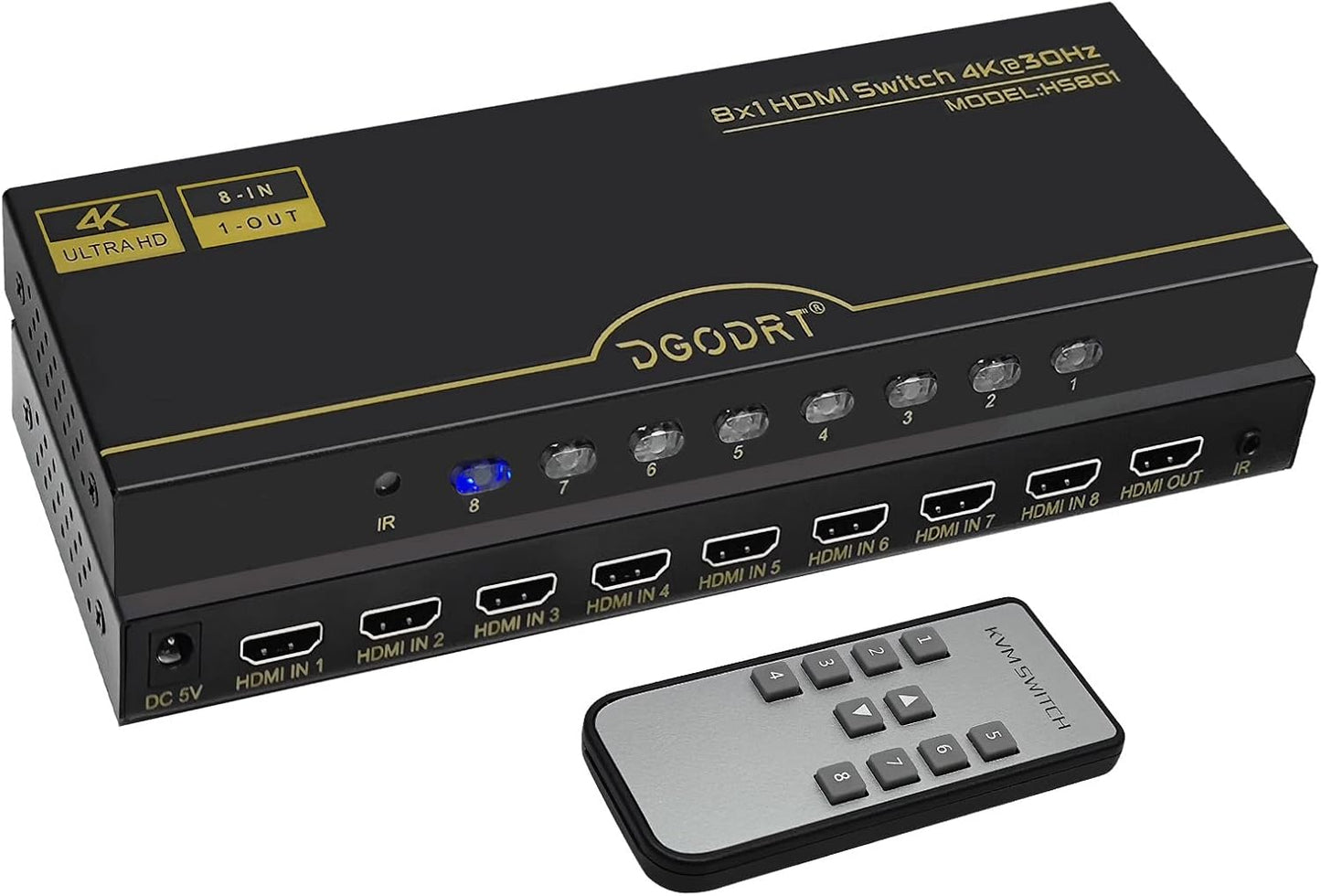 8 Port 4K HDMI Switcher Selector Box with Remote Control