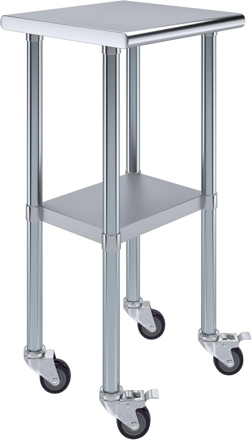 Heavy-Duty Stainless Steel Work Table with Wheels for Versatile Use