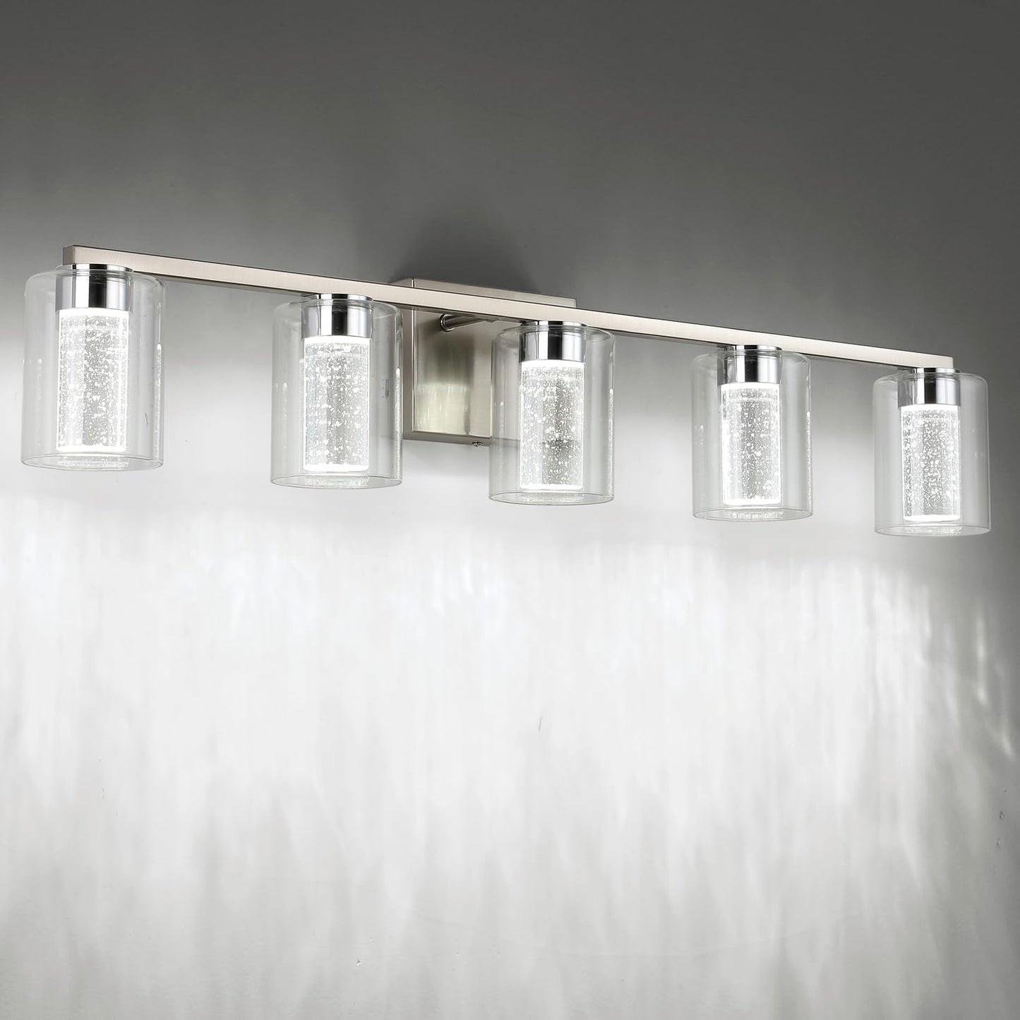 SineRise 5-Light Brushed Nickel Vanity Light with 3 Color Modes