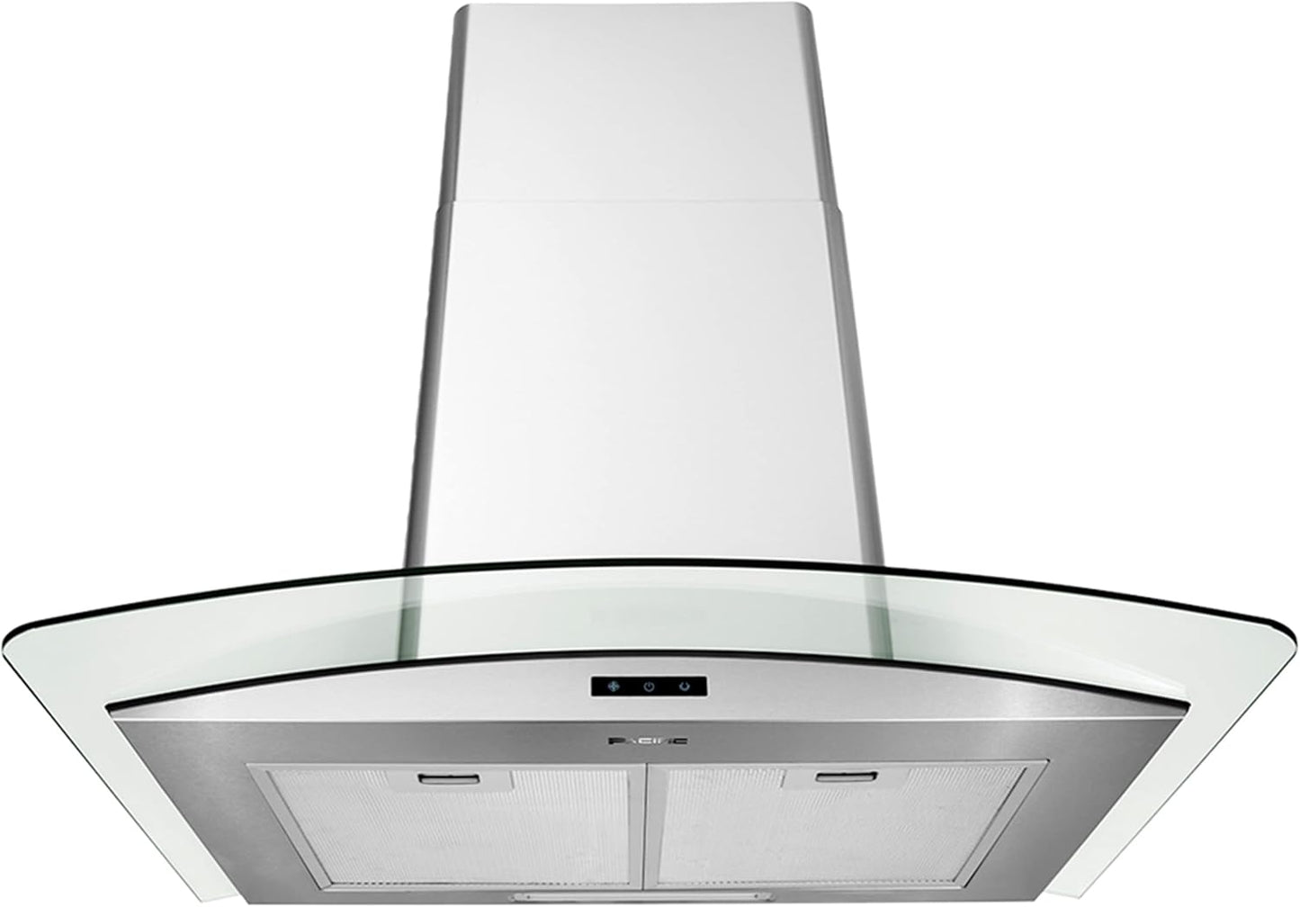 Pacific Economy Wall-mount Range Hood with Glass Chimney Design