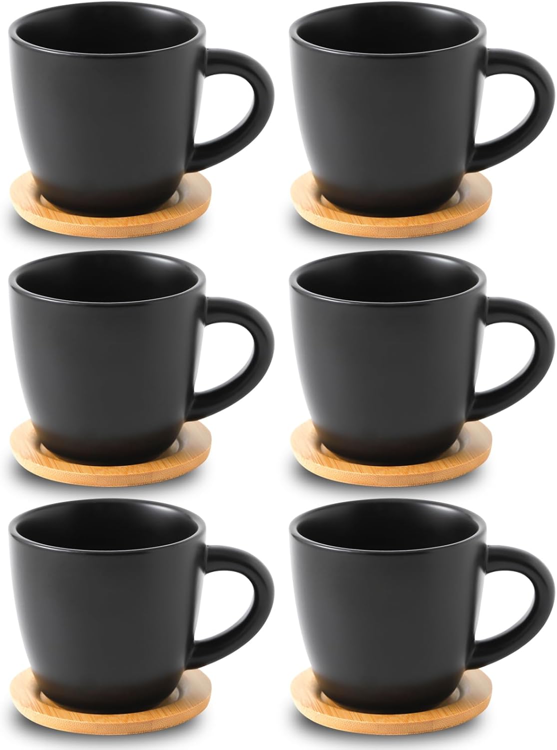 Hasense 8 oz Cappuccino Cups with Saucers for Coffee Lovers