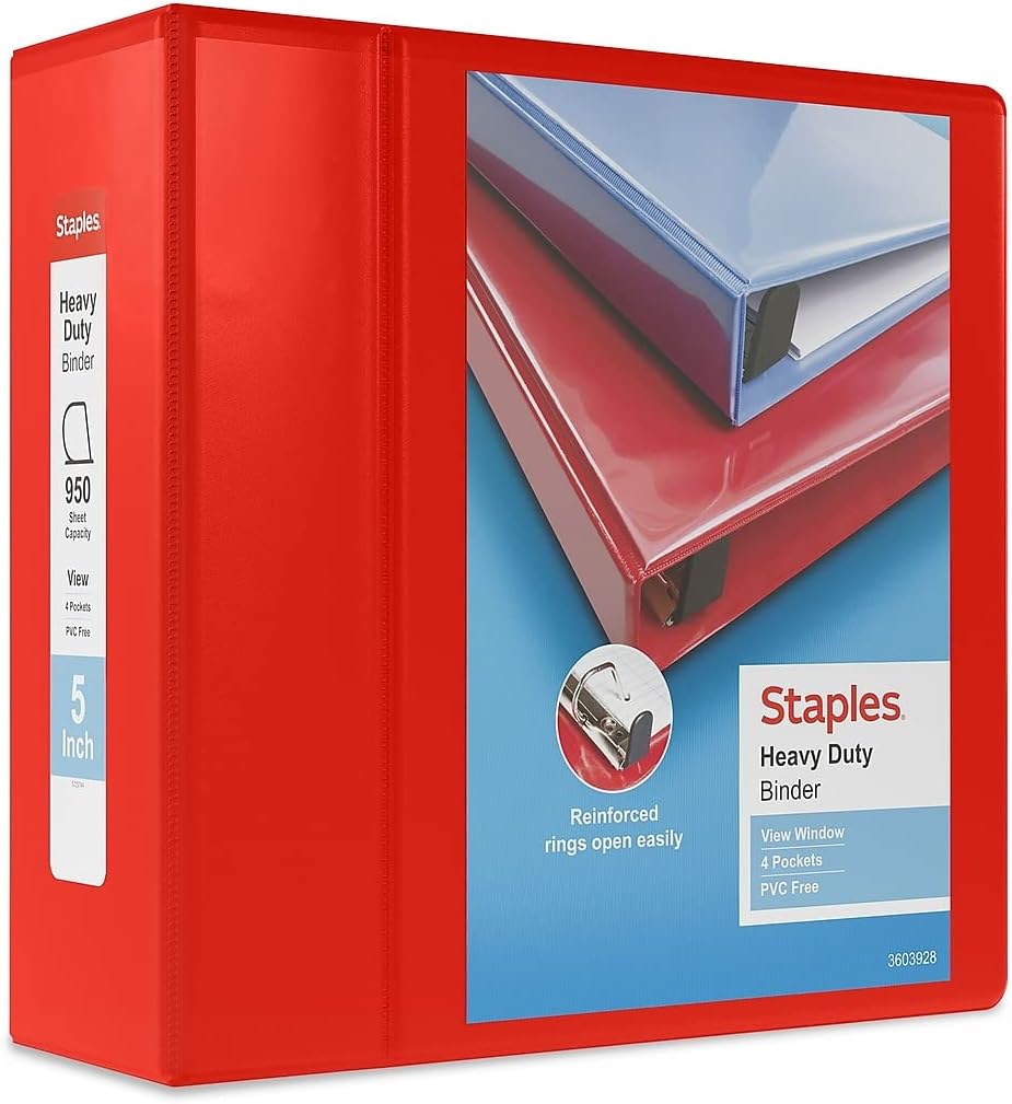 Heavy Duty 5-Inch 3-Ring View Binder for Organization Needs