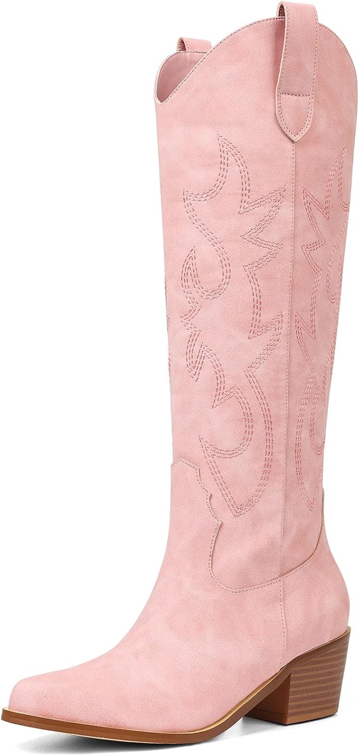 VIMISAOI Western Cowboy Boots for Women with Embroidered Design
