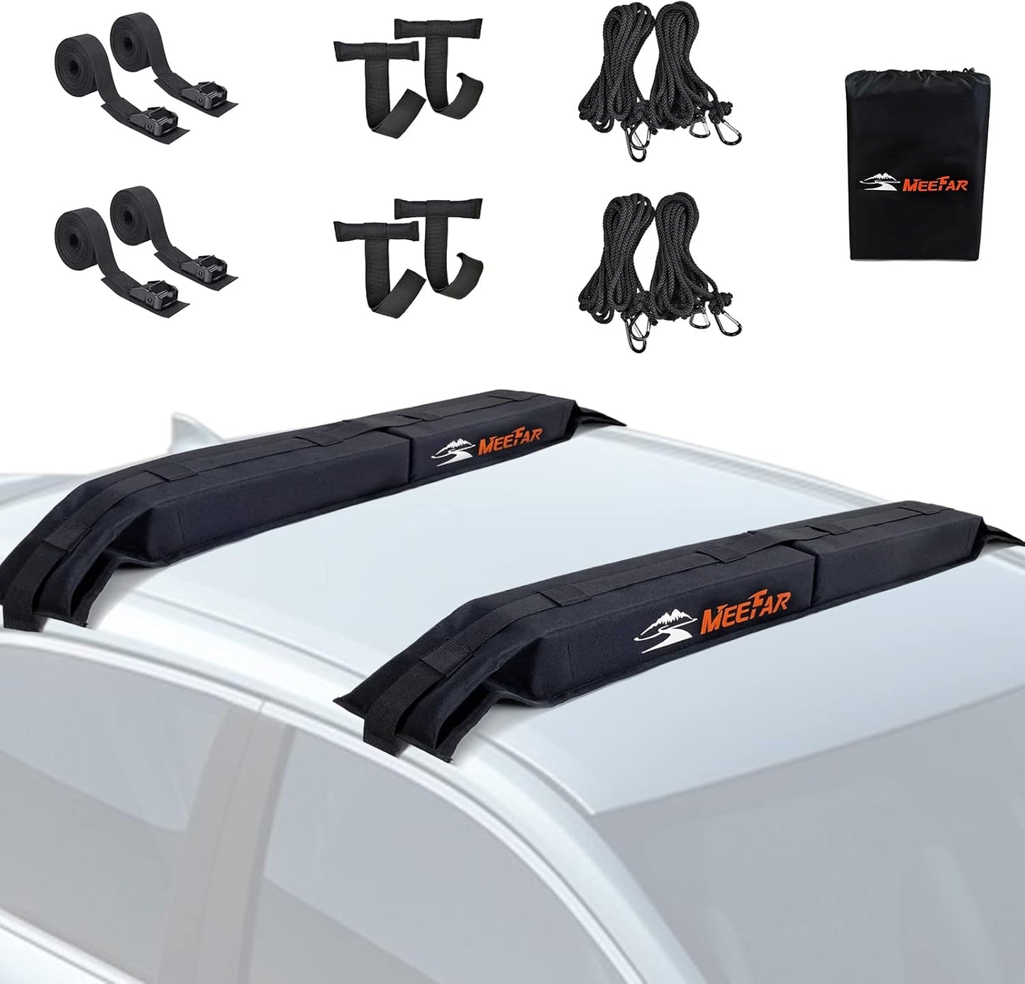 MeeFar Universal Car Soft Roof Rack Pads for Kayak and Surfboard
