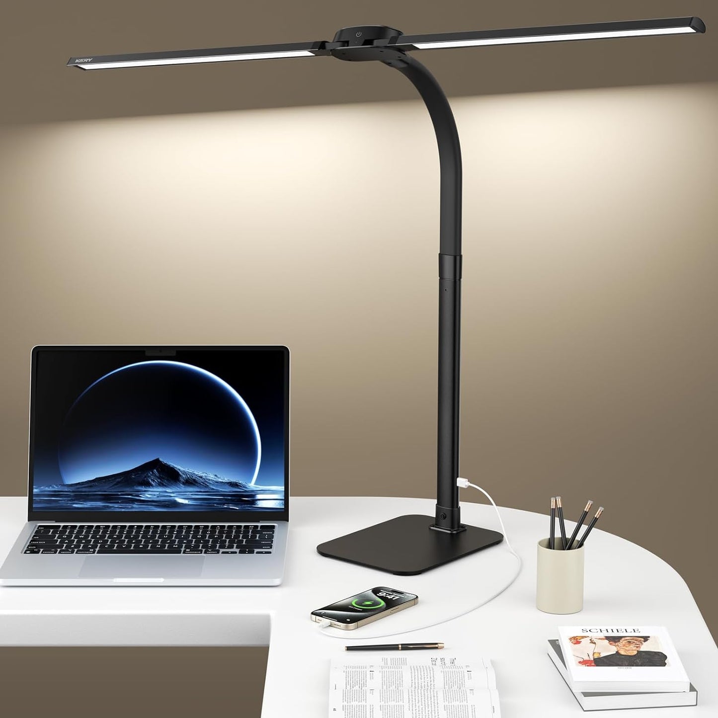 Modern Dual Head Desk Lamp with USB Port