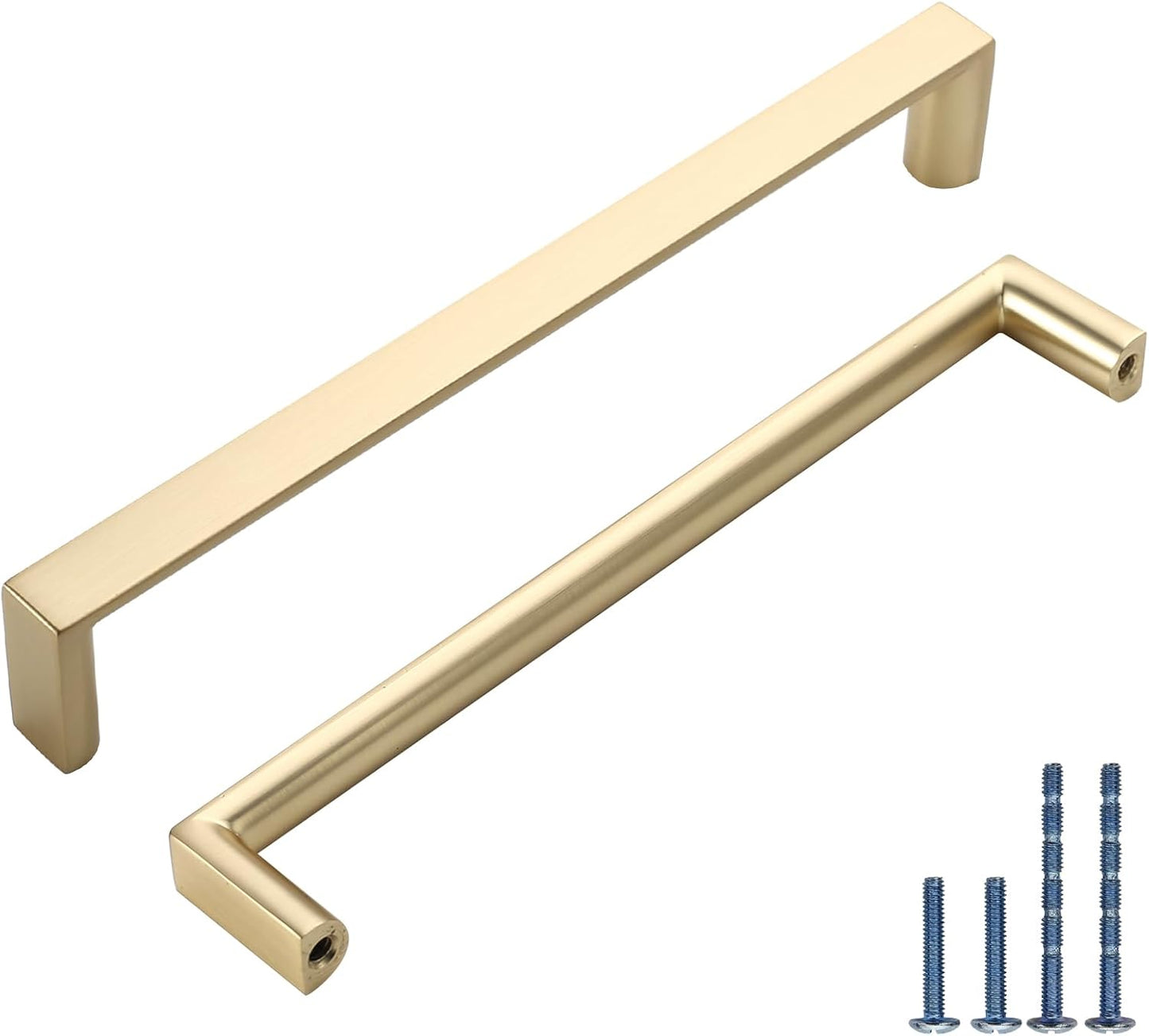 Brushed Gold Kitchen Cabinet Handles - 10 Pack Stylish Pulls