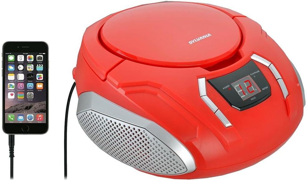 Proscan Elite Portable CD Boombox with AM/FM Radio in Red