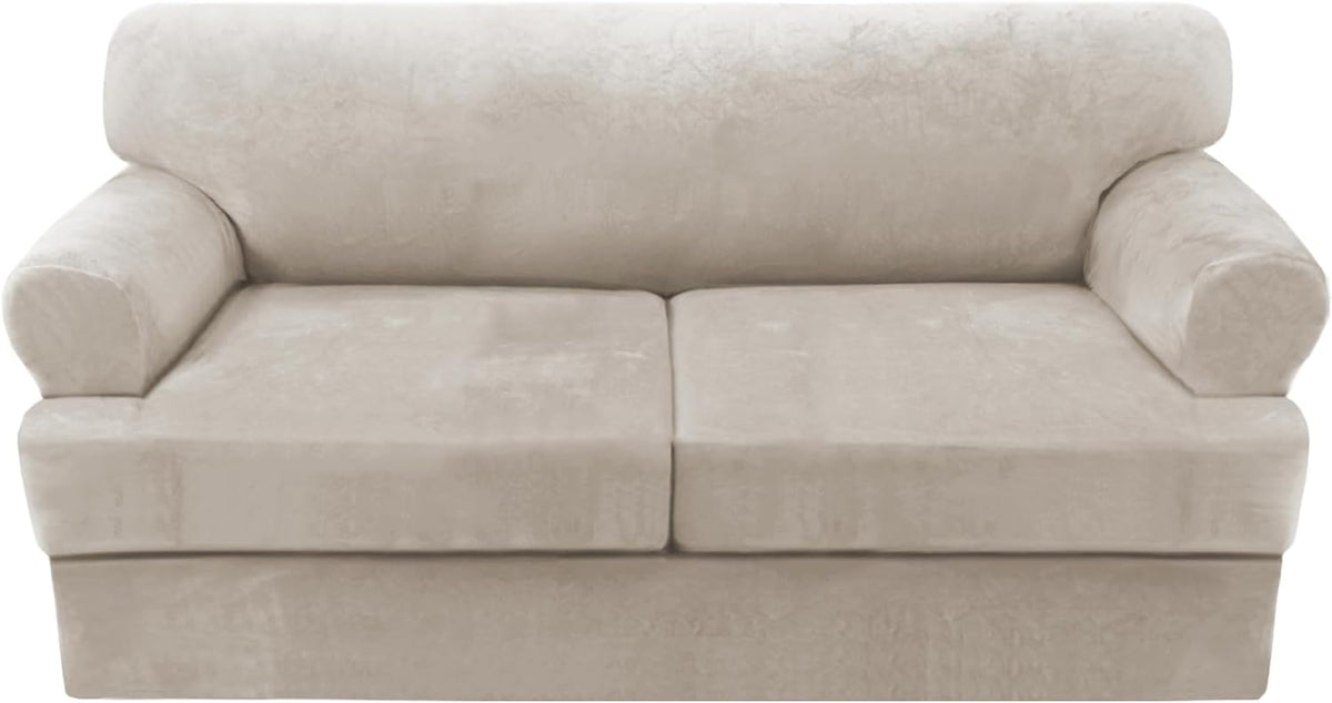 H.VERSAILTEX Sofa Cover 3 Piece T Cushion Slipcovers Oatmeal